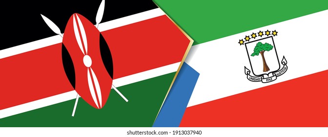 Kenya and Equatorial Guinea flags, two vector flags symbol of relationship or confrontation.