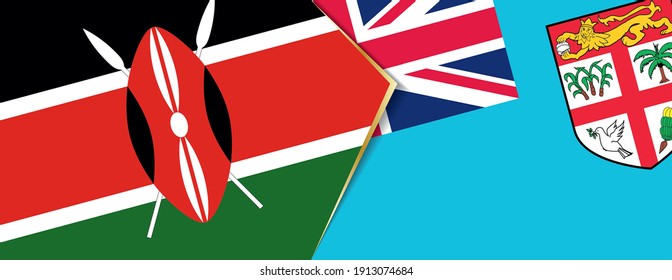 Kenya and Fiji flags, two vector flags symbol of relationship or confrontation.
