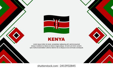 Plantilla de diseño de fondo de resumen de bandera de Kenia. Ilustración de vectores de papel tapiz del Día de la Independencia de Kenia. Antecedentes de Kenia