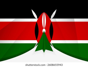 Kenya Flag with Abstract Paper Airplane Design, National Flag in a geometric folded paper style. Vector illustration.