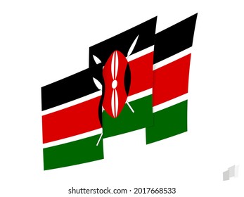 Kenya flag in an abstract ripped design. Modern design of the Kenya flag. Vector icon.