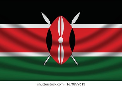 Fondo de la bandera de Kenia con textura de tela. Ilustración vectorial Kenya Flag eps10. - Vector