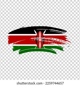 Kenya flag with brush paint textured isolated on png or transparent background, template for banner, promote, design.