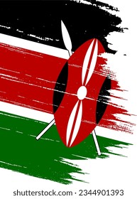 Kenya flag with brush paint textured isolated  on png or transparent background