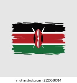 Kenya flag with brush stroke background