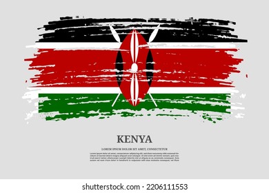 Kenya  flag with brush stroke effect and information text poster, vector background