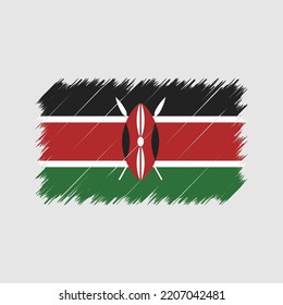 Kenya Flag Brush Strokes Painted