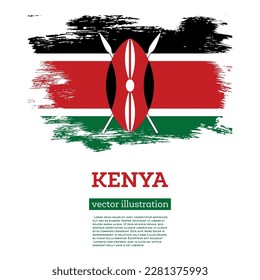 Kenya Flag with Brush Strokes. Vector Illustration. Independence Day.