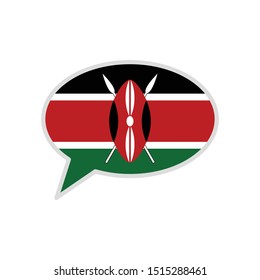 Kenya flag in chat bubble icon isolated on white background. Language symbol modern, simple, vector, icon for website design, mobile app, ui. Vector Illustration