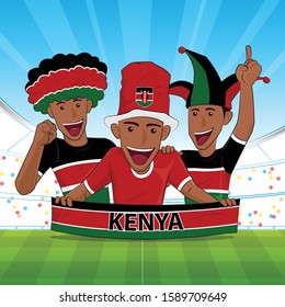 kenya Flag. Cheer football and sport support Vector illustration.