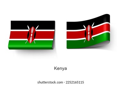Kenya Flag Clothing Label Tag. Illustration Flag of Kenya, Country in Africa. Fabric Label Tag Concept Vector.