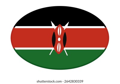 Kenya flag ellipse shaped. vector	