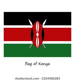Kenya flag in flat style isolated on white background. The state symbol of Kenya, an African country. stock vector illustration. EPS 10.