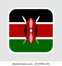 kenya flag, flat vector square with rounded corners and white border. vector illustration	