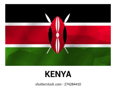 Kenya Flag, geometric polygonal shapes. Vector illustration.