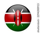 Kenya flag - glossy circle badge. Vector icon.