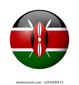 Kenya flag - glossy circle badge. Vector icon.