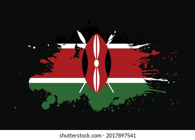 Bandera De Kenia Con Diseño De Efecto Grunge. Se utilizará para los gráficos de camisetas, la impresión, el afiche y el fondo.