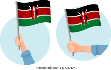 Kenya flag in hand. Patriotic background. National flag of Kenya vector illustration