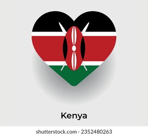 Kenia-Flagge Herzform Land Symbol Vektorgrafik