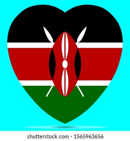 Kenya Flag In Heart Shape Vector illustration Eps 10