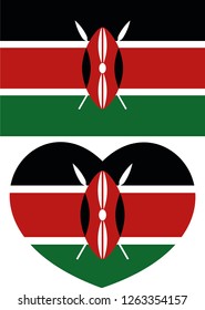 Kenya flag, Heart vector, sticker, eps10