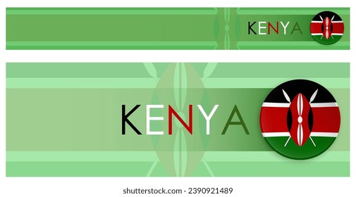 Kenya flag horizontal web banner in modern neomorphism style. Webpage Kenya country header button for mobile application or internet site. Vector