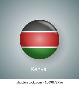 Kenya flag icon circle 3d gradient isolated