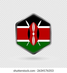Icono de la bandera de Kenia en forma de hexágono.