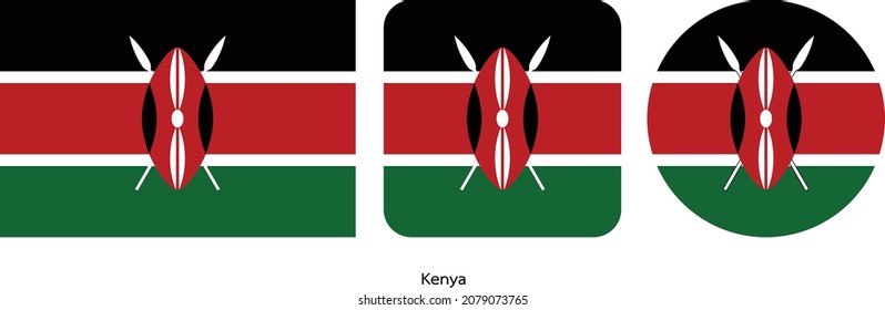 Juego de iconos de la bandera de Kenia . colección de iconos