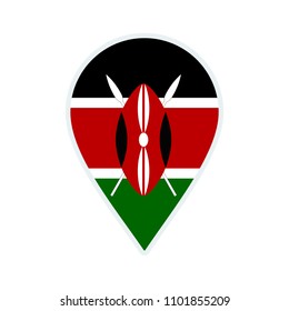 Kenya flag icon. Travel icon. Travel destination of Kenya. Kenya badge. Flag badge.