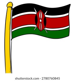 Kenya flag illustration hand drawn isolated vector