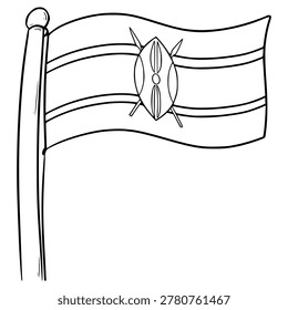Kenya flag illustration hand drawn outline vector
