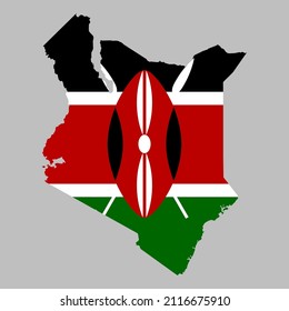 Kenya Flag Inside The Kenyan Map Borders Vector Illustration 