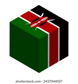 Kenya flag - isometric 3D cube isolated on white background. Vector object.