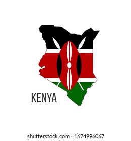 Kenya flag map. The flag of the country in the form of borders. Stock vector illustration isolated on white background.