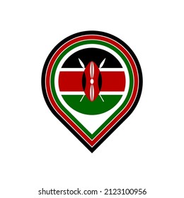 kenya flag map pin icon. isolated on white background