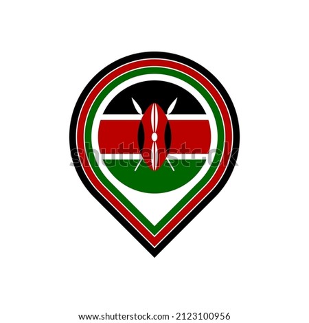 kenya flag map pin icon. isolated on white background