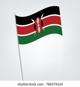 Kenya Flag with Metal Pole. Vector illustration,kenya flag, kenya Icon vector illustration,National flag for country of kenya isolated, banner vector illustration.