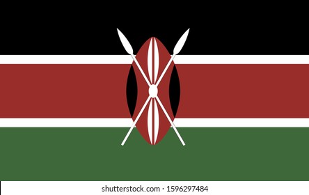 Kenya flag national African flat icon, Africa illustration vector 