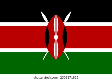 Kenya flag, official colors and proportion. Vector illustration.