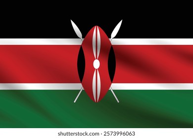 Kenya flag official colors and proportion digital vector illustration. Pleated flag.