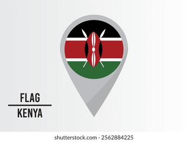 Kenya Flag on Location Pin. vector illustration