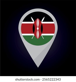 Kenya Flag on Location Pin. vector illustration