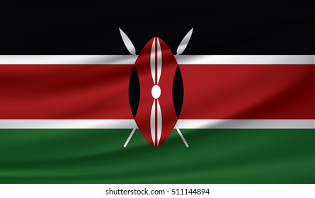 Kenya flag on soft and smooth silk texture