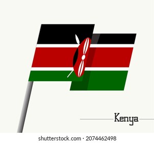 Kenia-Flagge auf weißem Hintergrund. Vektorgrafik.