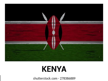 Kenya flag on wood texture background - vector illustration Kenya flag on wood texture background - vector illustration