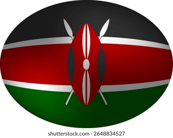 Kenya Flag Oval Sphere - Kenyan National Emblem and Shield