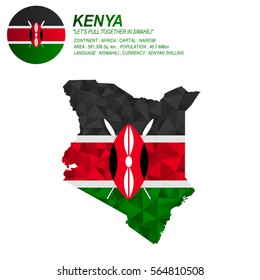 Kenya flag overlay on Kenya map with polygonal style.(EPS10 art vector)
