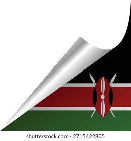 Bandera de Kenia parcialmente revelada bajo una esquina rizada.